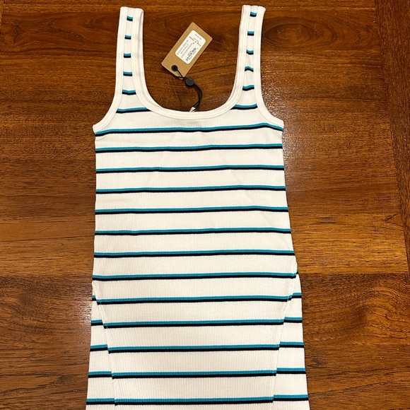 Rag & Bone Women's The Essential Stripe Rib Tank, White/Blue, Small - Picture 2 of 9